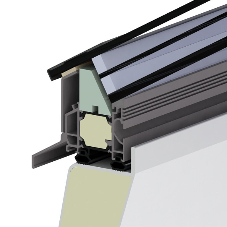 LAMILUX Flachdach Fenster FE Pyramide/Walm mit dreifachverglasung im technischen Querschnitt