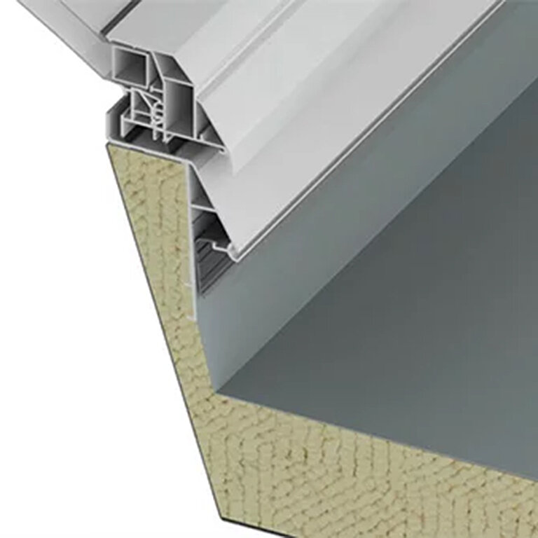 LAMILUX Aufsatzkranz aus Stahlblech im technischen Anschlussdetail