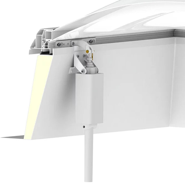 LAMILUX Lichtkuppel F100 W mit Öffnung über Spindelmotor für elektrische Bedienung