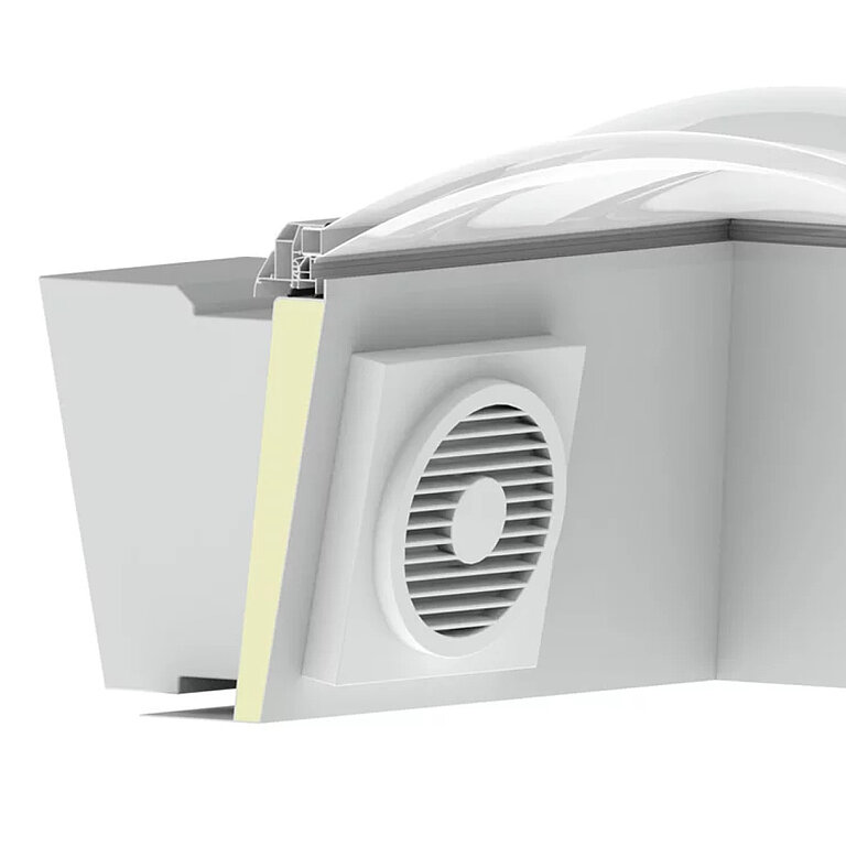 LAMILUX Lichtkuppel F100 W mit integriertem Ventilator als Zubehör zur aktiven Belüftung