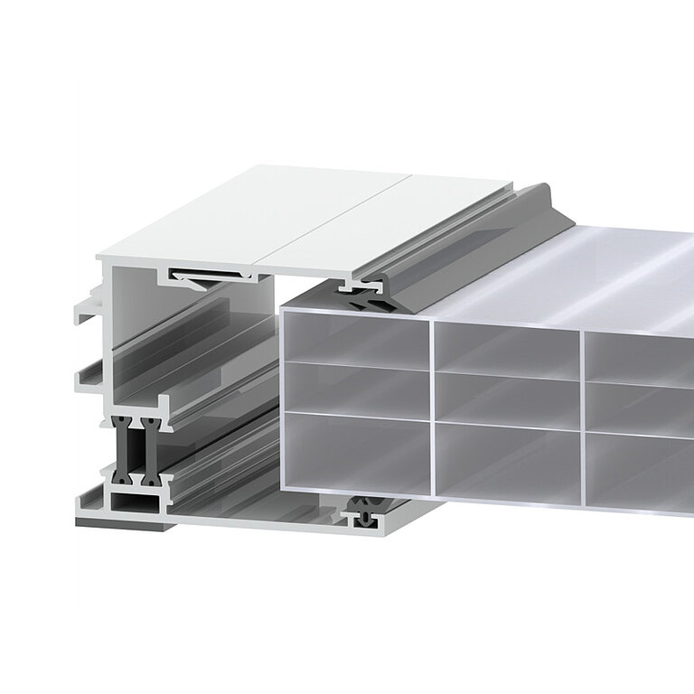 LAMILUX Lichtband Wand/Renovierung mit PC40 Verglasung im technischen Querschnitt