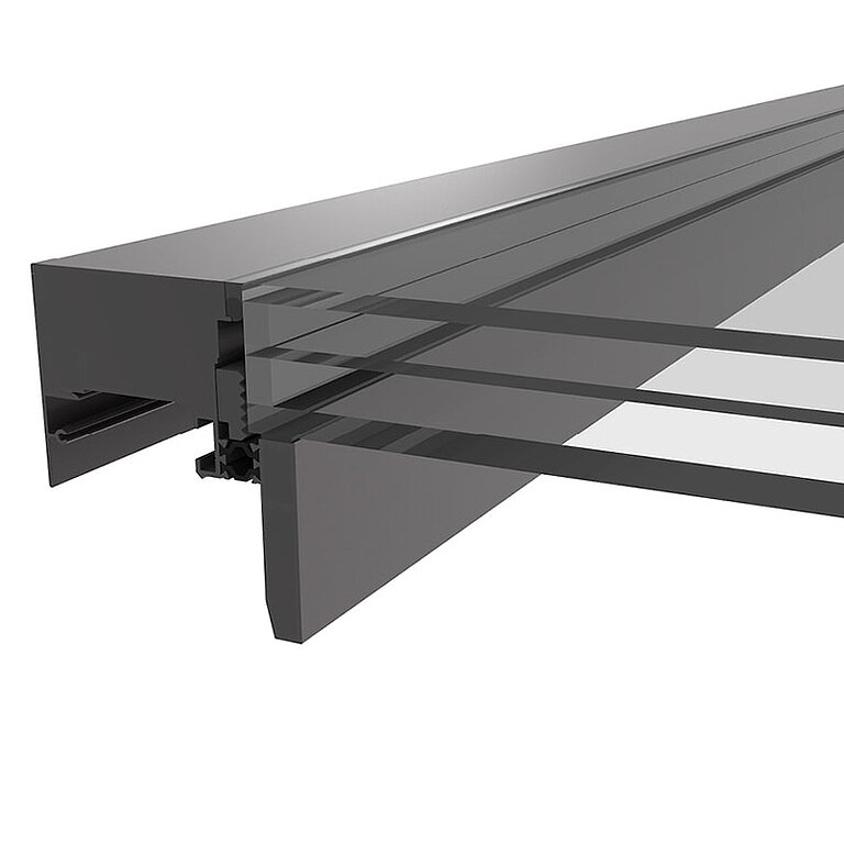 LAMILUX MS78 Aluminium-Profilsystem mit Dreifachverglasung im technischen Querschnitt