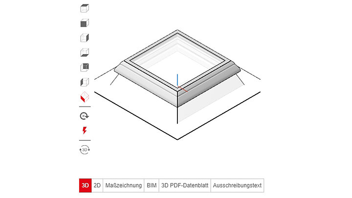 Flachdach Fenster F100 als BIM-Modell und in diversen Zeichnungsformaten