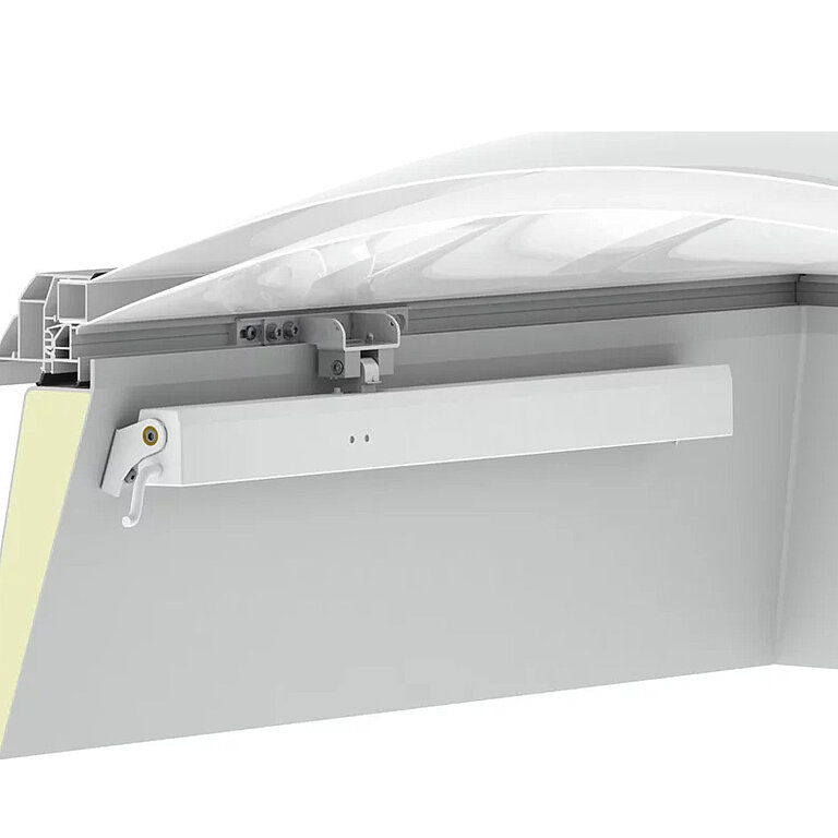 LAMILUX Lichtkuppel F100 W mit Öffnung über Kettenmotor für elektrische Bedienung