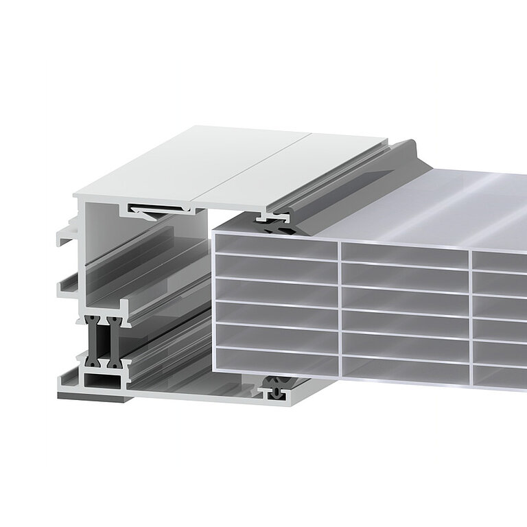LAMILUX Lichtband Wand/Renovierung mit PC40-7 Verglasung im technischen Querschnitt