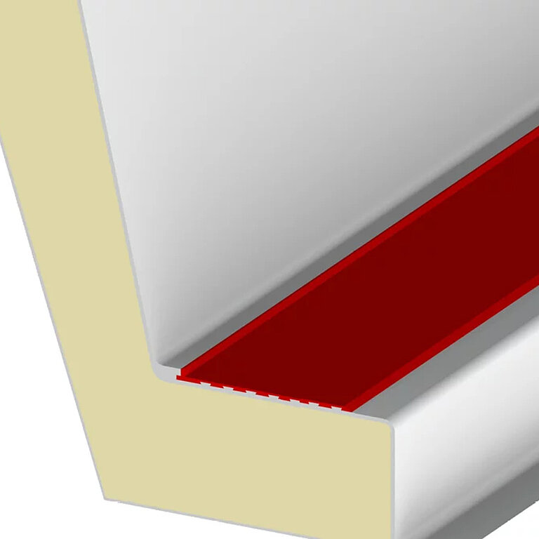 LAMILUX Aufsatzkranz mit Hart-PVC-Anschlussschiene im Detail