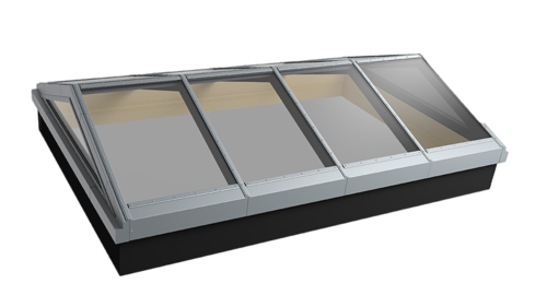 Glasdach Passivhaus mit mehrfach verglasten Elementen und Aluminiumrahmen.