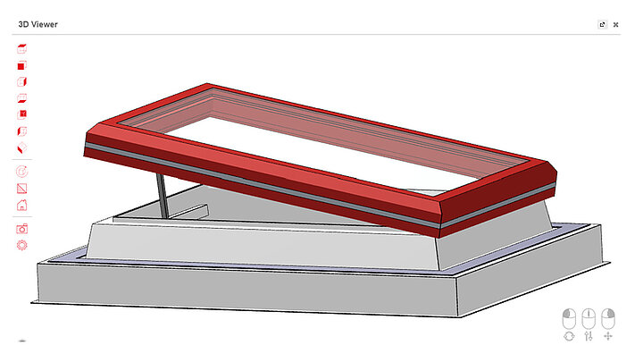 LAMILUX Flachdach Fenster BIM PRoduktkonfigurator 3D-Modell drehen zoomen | insights by LAMILUX