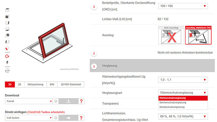 LAMILUX BIM- und Produktkonfigurator Auswahl von Oberlichtern Varianten Spezifikationen | insights by LAMILUX