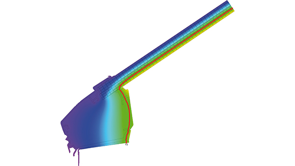 LAMILUX Lichtband Bogenform mit energieeffizientem Fußprofil im thermischen Simulationsmodell